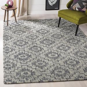 Ковер SAFAVIEH, 153 x 244 см, Abstract Collection, Ivory & Dark Grey, ручной работы из шерсти, идеален для помещений с высокой проходимостью в гостиной, спальне (ABT202A)