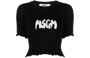 Топ с логотипом и сборками MSGM, черный