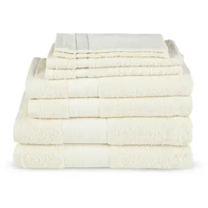 Набор полотенец Uni из хлопка, махровое, с бордюром, 500 г/м², однотонный, без петли для подвешивания Good Morning, кремовый