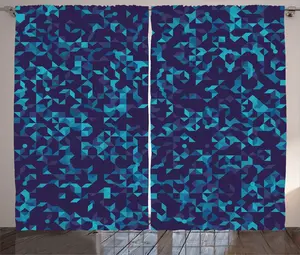 Штора ABAKUHAUS Marine and Teal Rustic, треугольные точки, универсальные ленточные шторы для гостиной с петлями и крючками, 280 x 225 см, цвет: темно-синий с бирюзовым оттенком Abakuhaus