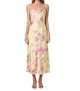 Элирия Оона атласное миди-платье в кукурузно-желтом мульти French Connection