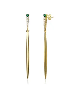 Серьги-Подвески в форме сосульки с кубическим цирконием из стерлингового серебра Genevive, green