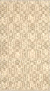 Ковер SAFAVIEH, 77 x 122 см, Montauk Collection, Ivory & Gold, ручное плоское плетение из хлопка, идеально для помещений с высокой проходимостью: прихожая, гостиная, спальня (MTK515K)