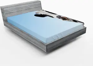 Простыня на резинке ABAKUHAUS Корова, животное с высунутым языком и улыбающееся в камеру - дружелюбное существо, 120 x 190 см, цвет: светло-голубой, антрацитово-серый Abakuhaus