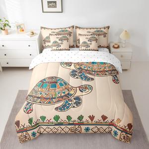 Erosebridal Комплект постельного белья Bohemian Tortoise в стиле бохо с этническим принтом черепахи, включающий пододеяльник и декоративные наволочки, Brown