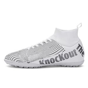 Футбольные бутсы для детей и подростков с высоким верхом, устойчивые к истиранию, противоскользящие, противоударные, водонепроницаемые CAMKIDS, белый/синий