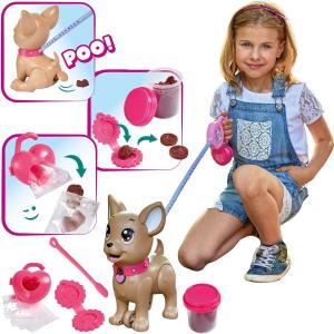 Chi Chi Love Интерактивная собачка на розовом поводке 28 см Poo Poo Puppy какает 3+