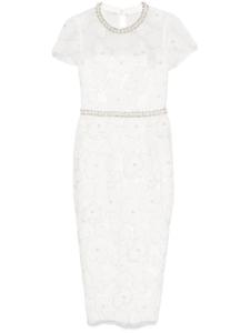 Платье миди из тюля с декором Self-Portrait, белый