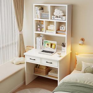 Стол 60 см Naijia с полками и тумбой, компьютерный письменный, модерн, белый, массив дерева