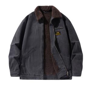 Вельветовая куртка Unisex с лацканами, утепленная и на флисе Jeep, p75amwj503 серый[sherpa]