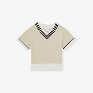 Футболка-поло Reiss Ida с полосатой отделкой для крикета, бежевый