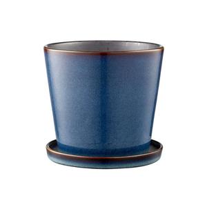 Цветочный горшок Gastro темно-синий/черный - горшок для трав с блюдцем d: 14 см / высота: 12,5 см Bitz, голубовато-черный