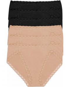 Женское нижнее белье Natori Bliss French Cut 6-pack, Black/Black/Black/Cafe/Cafe/Cafe