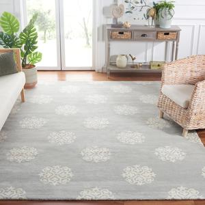 Ковер ручной работы SAFAVIEH, 244 x 305 см, Soho Collection Grey/Ivory SOH724C из шерсти и вискозы с медальонным узором