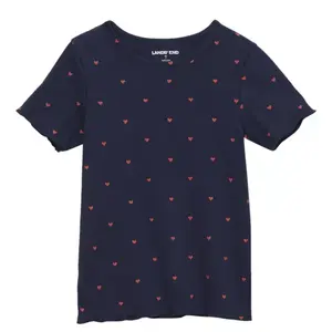 Футболка с короткими рукавами и ребристым узором для девочек 2–16 лет Lands' End, цвет sea navy mini hearts