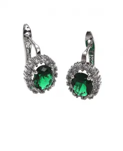 Женские серьги-кольца с кристаллами Sohi, green