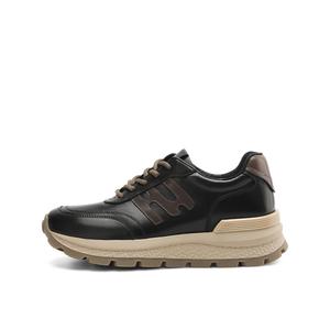 BOERDIQI Женские легкие низкие кеды на платформе черные с овчинной стелькой, цвет Black (Sheepskin Insole)