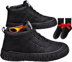 Мужские зимние противоскользящие водонепроницаемые ботинки, модные кроссовки-ботильоны, ортопедические ботинки на щиколотку, теплые ботинки с мехом для прогулок Zplmide, черный