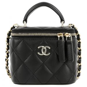 CHANEL Сумка-короб из овчины Косметичка Женская сумка Сумка через плечо Черная кросс-боди сумка