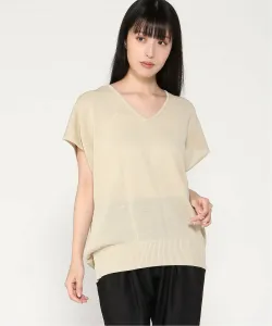 Джемпер из смесового льна с V-образным вырезом «летучая мышь» Interplanet, цвет Light Beige