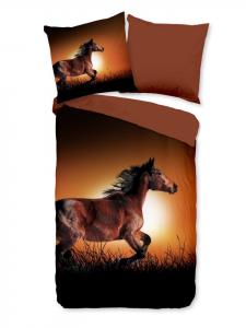 Комплект постельного белья из микрофибры Freedom Horse Life коричневого цвета, 2 предмета, 135x200 см JACK, 135x200 см