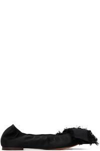 Черные атласные балетки с бантом Lanvin