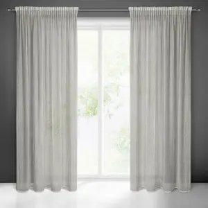 Штора РЕГИНА бежевая 135х270 см присборенная на ленту кармашек Eurofirany