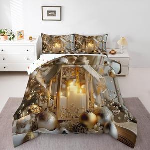 Erosebridal Комплект постельного белья с новогодним принтом для детей, Beige