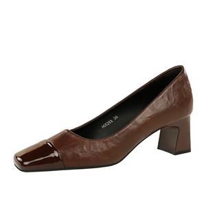 Bamiti Как по земле ходить массивный каблук туфли на шпильке 5 см женские тёмно-коричневые, цвет Dark Brown