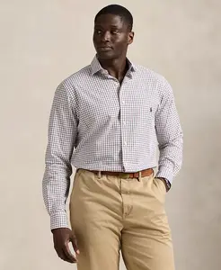 Мужская рубашка большого размера в клетку из эластичного поплина Polo Ralph Lauren, мультиколор