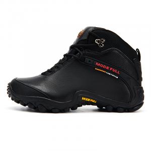 Амортизирующие противоскользящие износостойкие водоотталкивающие поддерживающие ударопрочные полувысокие треккинговые ботинки мужские MODE FULL, черный