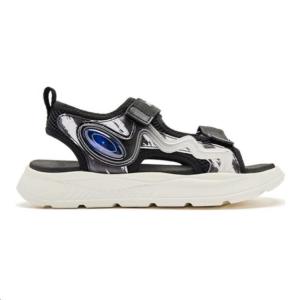 Скользоустойчивые амортизирующие детские сандалии черно-белые подростковые QIAODAN