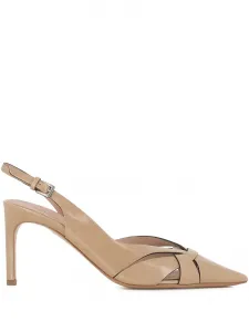 Туфли-лодочки из кожи с открытой пяткой 75 мм Del Carlo, нейтральный