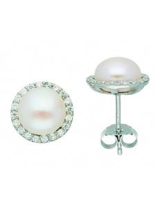 Adeliás Женские серьги-гвоздики из серебра 925 пробы с кубическим цирконием, диаметр 10,5 мм