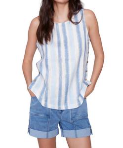 Льняной топ с боковыми пуговицами в морском стиле CHARLIE B, цвет nautical