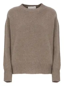 Джемпер с круглым вырезом и ребристыми краями Vanisè, коричневый