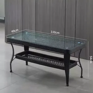 Fantasy Кресло из ротанга, складное, с черным длинным кофейным столиком в комплекте