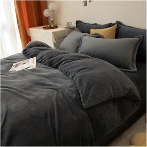 NNJFEJFJGMGRU Комплект постельного белья из фланелевой ткани с утепленным покрывалом Black