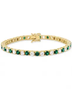 Теннисный браслет с выращенными в лаборатории изумрудами (4-5/8 карата) и бриллиантами (4-1/2 карата) из 14-каратного золота (также с выращенными в лаборатории рубинами и сапфирами) Grown With Love, emerald