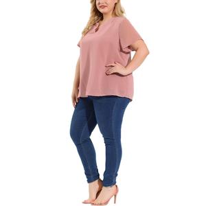 Женская летняя короткая однотонная блузка больших размеров в горошек Agnes Orinda, темно-синий