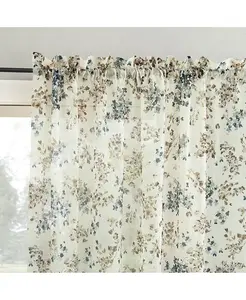 Шторная панель с карманом из прозрачной вуали с цветочным принтом Alethea No. 918, antique