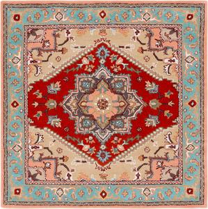 Ковер SAFAVIEH, 183 x 183 см, Heritage Collection, красный и розовый, традиционный восточный дизайн, ручной работы из шерсти, идеально для гостиной, спальни, столовой (HG625U-6SQ)
