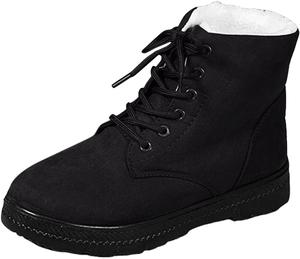 Женские теплые ботинки IWIHMIV, зимние с шнуровкой, утепленные ботильоны на каждый день, уличные, с нескользящей подошвой, удобные, на плоской подошве, Black