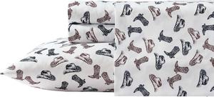 Wrangler Комплект постельного белья, черный с принтом, размер 140x200 см, простыня на резинке с глубокими карманами, наволочки, ультрамягкое, легкое