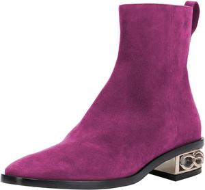 Женские повседневные ботильоны YDN с квадратным закрытым носком и невысоким широким каблуком, короткие ботинки с боковой молнией, осенне-зимняя обувь для женщин и девушек, Hot Pink Suede