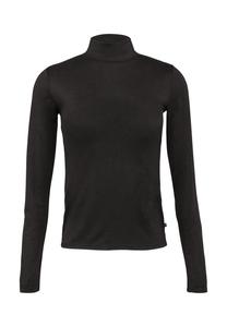 Топ с длинными рукавами SCHMAL GESCHNITTENES MIT STEHKRAGEN UND GLITZEREFFEKT QS, черный