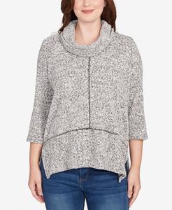 Укороченный вязаный топ с воротником-хомутом и эффектом космической окраски из синели Ruby Rd, Black Multi