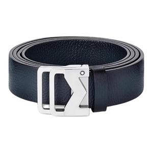 Montblanc Мужской кожаный ремень, темно-синий, 3,5 см