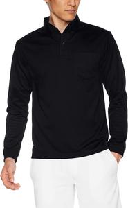 Мужская рубашка-поло с длинным рукавом Glimmer 00314-ABL, с карманом, материал DRY, застежка на пуговицы спереди, плотность ткани 4,4 унции, черный