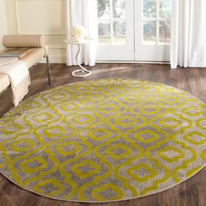 Ковер SAFAVIEH, 201 x 201 см, Porcello Collection Round Light Grey / Green PRL7734G Moroccan Quatrefoil Distressed Non-Shedding для столовой, прихожей, гостиной, спальни